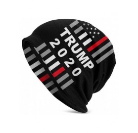 Skullies & Beanies Trump 2020 USA Thin Red Line Flag Thin Baggy Slouchy Knit Beanie Hat Hip-hop Skull Cap for Mens and Womens...