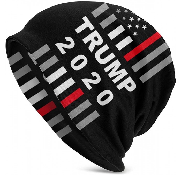 Skullies & Beanies Trump 2020 USA Thin Red Line Flag Thin Baggy Slouchy Knit Beanie Hat Hip-hop Skull Cap for Mens and Womens...