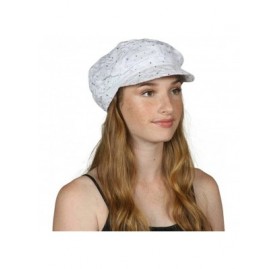 Newsboy Caps Glitter Sequin Trim Newsboy Hat - White - CH11TN47EIH $14.13