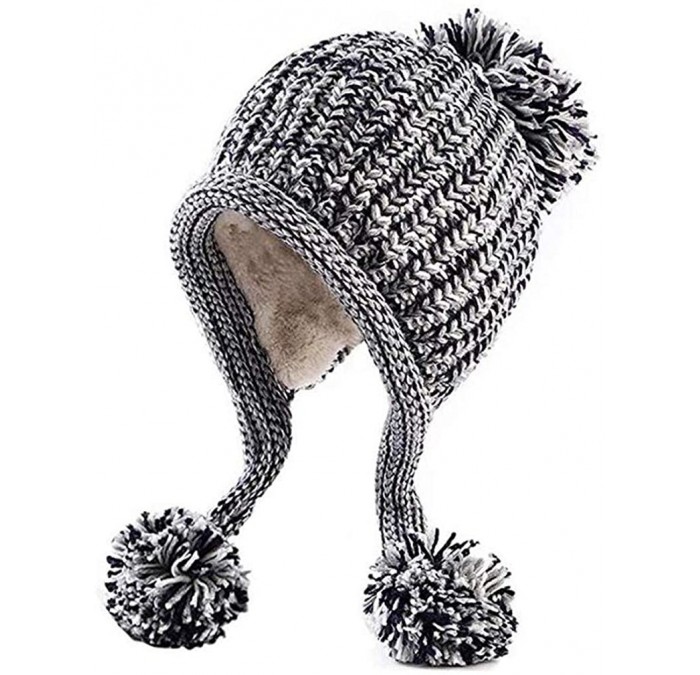 Skullies & Beanies Women Winter Soft Knitted Beanie Hat Ski Ear Flaps Caps for Girls Warm Hats - Gray - CI18KWC0HZ3 $14.17