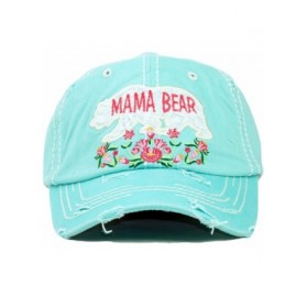Baseball Caps Vintage Ball Caps for Women Mama Bear Dog Mom Washed Cap - Mama Bear- Mint - CP18ZYGQA9G $20.30