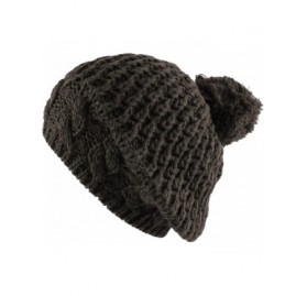 Berets Thick Crochet Knit Pom Pom Beret Winter Ski Hat - Charcoal - CY11QCV3OVF $11.00