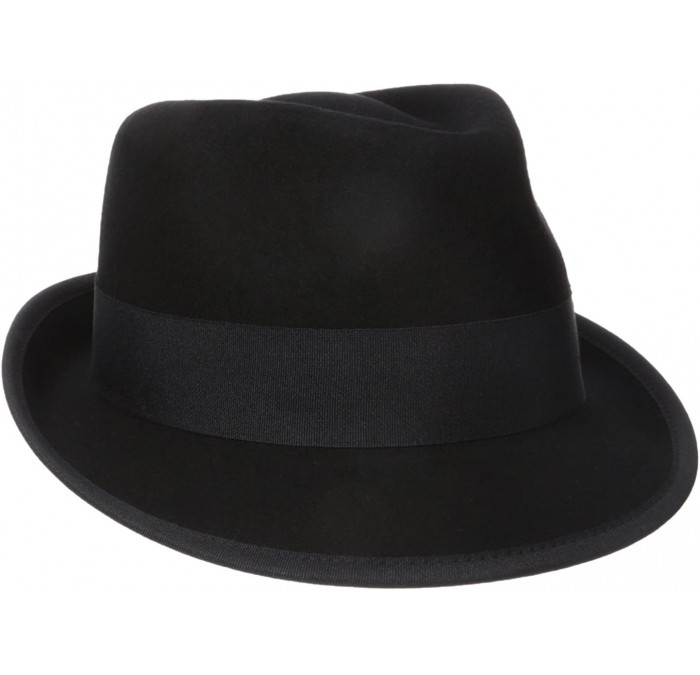 Sun Hats Men's 100% Wool Felt Fedora with Binding On 2" Brim - Black - C5115WT3E5T $70.23