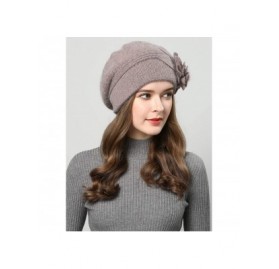 Berets French Style Beret Hat for Womens Rabbit Hair Knit Artist Hat Thick Lined Classic Warm Casual Hat - Khaki - CK1924M257...