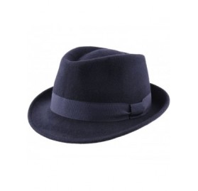 Fedoras Trilby Wool Felt Trilby Hat - Bleu-marine - C81884X79RW $22.01