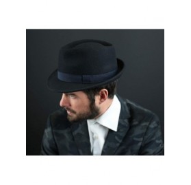 Fedoras Trilby Wool Felt Trilby Hat - Bleu-marine - C81884X79RW $22.01