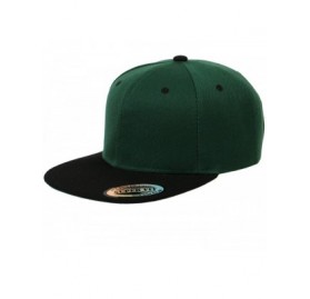 Baseball Caps Blank Adjustable Flat Bill Plain Snapback Hats Caps - Dark Green/Black - CS11LHGWYP7 $11.00