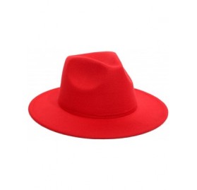 Fedoras Wide Brim Jazz Hat Women's Vintage Fedora Hats British Style - Red - CM17YKWY8W6 $24.48