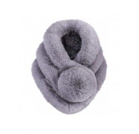 Skullies & Beanies Womens Scarf-Women's Winter Warm Scarf Thicken Fluffy Fleece Fur Scarves (Gray) - Gray - CL18INWA35O $11.14