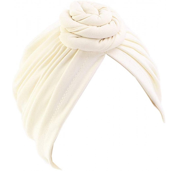 Skullies & Beanies Womens Big Flower Turban Beanie Elegant Cap Head Wrap Stretch Long Hair Scarf Headscarf - 441-beige - C419...