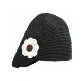 Cold Weather Headbands Women's Girl's knit flower winter hat-black - Black - CX11O44ANKL $13.51