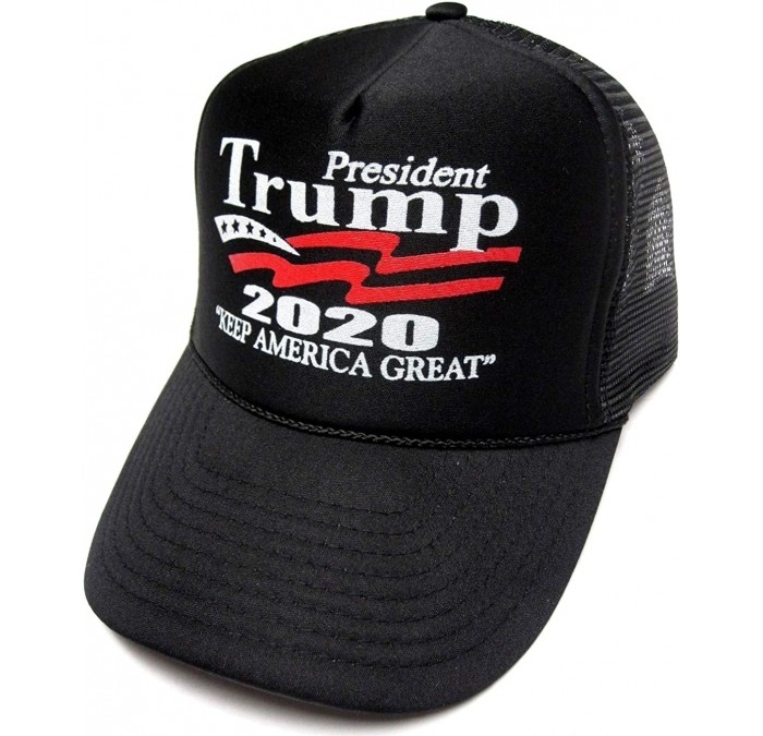 Baseball Caps Keep America Great Hat President Trump 2020 Trucker Black Cap w/Mesh Back - C618QL6MCZ0 $16.12