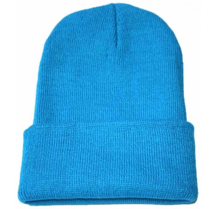 Newsboy Caps Unisex Solid Slouchy Knitting Beanie Warm Cap Ski Hat - Sky Blue - CB18EM4ESMT $18.07