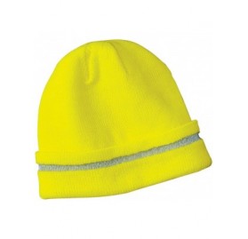 Skullies & Beanies Men's Enhanced Visibility Beanie - Safety Yellow/ Reflective - CL11QDRGN43 $12.58