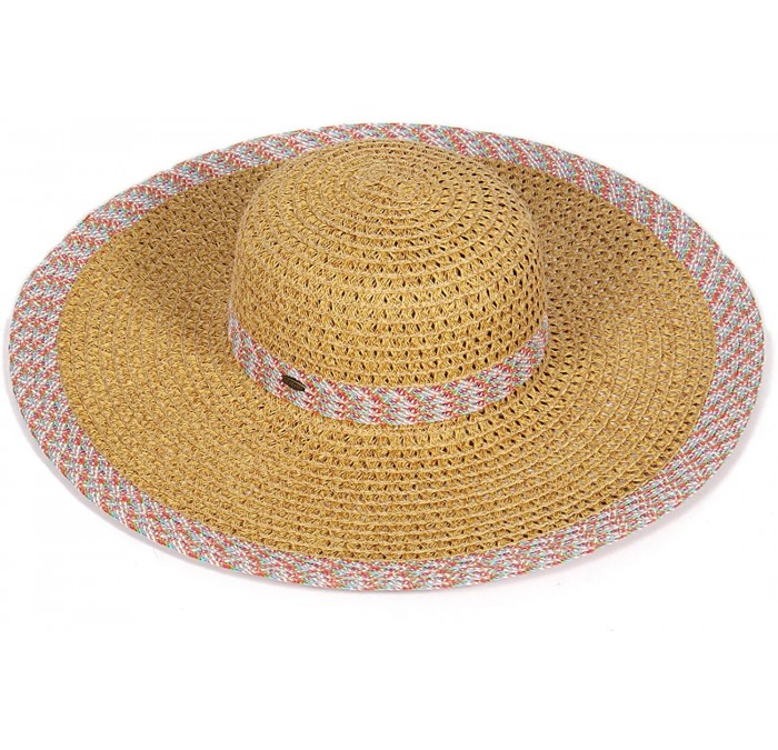 Sun Hats Beach Hats for Women - Wide Brim Summer Sun hat - Floppy Paper Straw UPF Sun Protection - Travel Outdoor Hiking - C8...