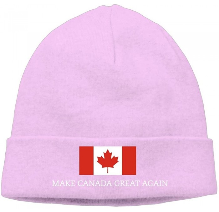 Skullies & Beanies Mens&Womens Make Canada Great Again Flag Outdoor Daily Beanie Hat Skull Cap Black - Pink - CD187R89CR4 $15.51