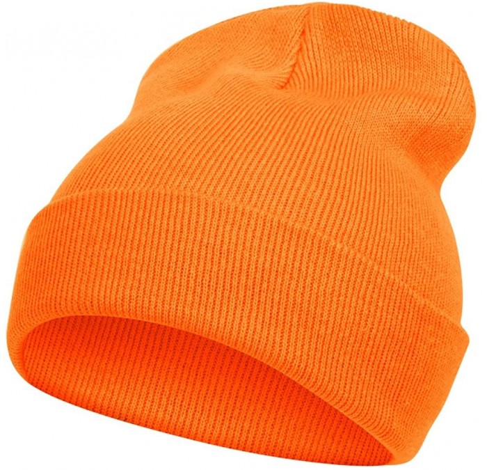 Skullies & Beanies Solid Color Long Beanie - Safety Orange - C911Y94YE3T $17.98