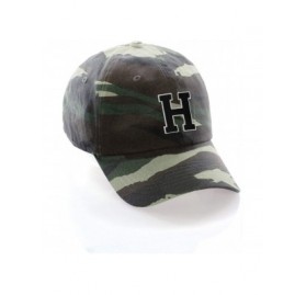 Baseball Caps Customized Letter Intial Baseball Hat A to Z Team Colors- Camo Cap White Black - Letter H - CJ18N8Z2EYR $13.97