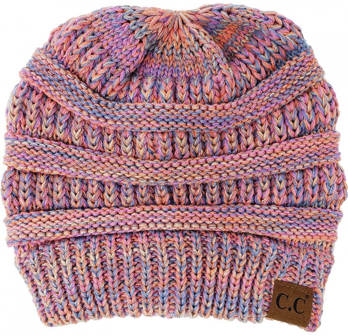 Skullies & Beanies Trendy Warm Chunky Soft Marled Cable Knit Slouchy Beanie - 4 Tone Mix - Lavender Mix - CR18ASZOA53 $27.74