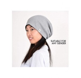 Skullies & Beanies Womens Slouchy Cotton Beanie Hat - Mens Baggy Slouch Chemo Hat Japanese Style - Light Gray - C61890GUC2W $...