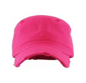 Baseball Caps Military Style Cadet Hat Army Vintage Distressed Adjustable Cap - Distressed Hot Pink - CY196LO2CI4 $15.30