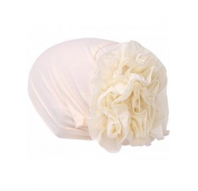 Skullies & Beanies Women Flower Muslim Ruffle Cancer Chemo Hat Beanie Turban Head Wrap Cap - Beige - CC187A87780 $8.41
