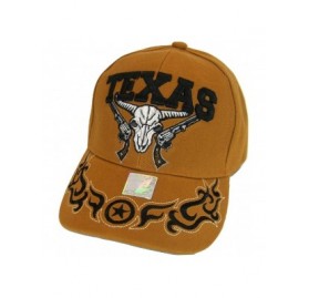 Baseball Caps Texas Skull Guns & Flames Men's Adjustable Baseball Cap - Orange - C1180LQHNKI $13.25