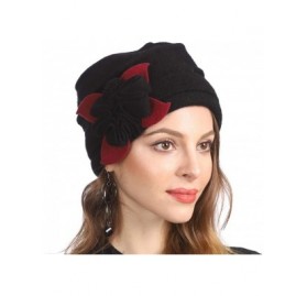 Berets Women's Winter Warm 100% Wool Beret Beanie Cloche Bucket Hat - Clover Black - CH18Y9CSLUH $17.02
