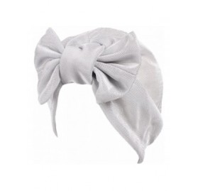 Skullies & Beanies Womens Removable Bowknot Hijab Turban Dual Purpose Cap - White 2 - CR183CW82XR $11.08