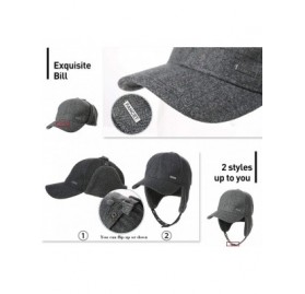 Baseball Caps Mens Womens Winter Wool Baseball Cap with Ear Flaps Faux Fur Earflap Trapper Hunting Hat for Cold Weather - CY1...