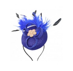 Berets Womens Fascinator Hat Sinamay Pillbox Flower Feather Tea Party Derby Wedding Headwear - Z Blue - CH195MZDD9H $9.99