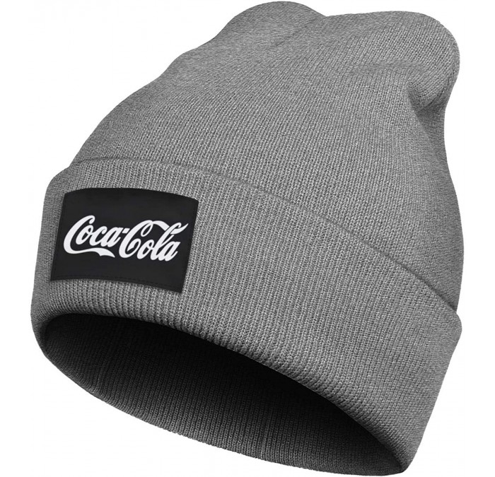 Skullies & Beanies The Coca Cola Logo Cuffed Beanie Knit Hat Skull Beanies Cap Knit Caps for Men Women - Gray - CZ194MET4WL $...