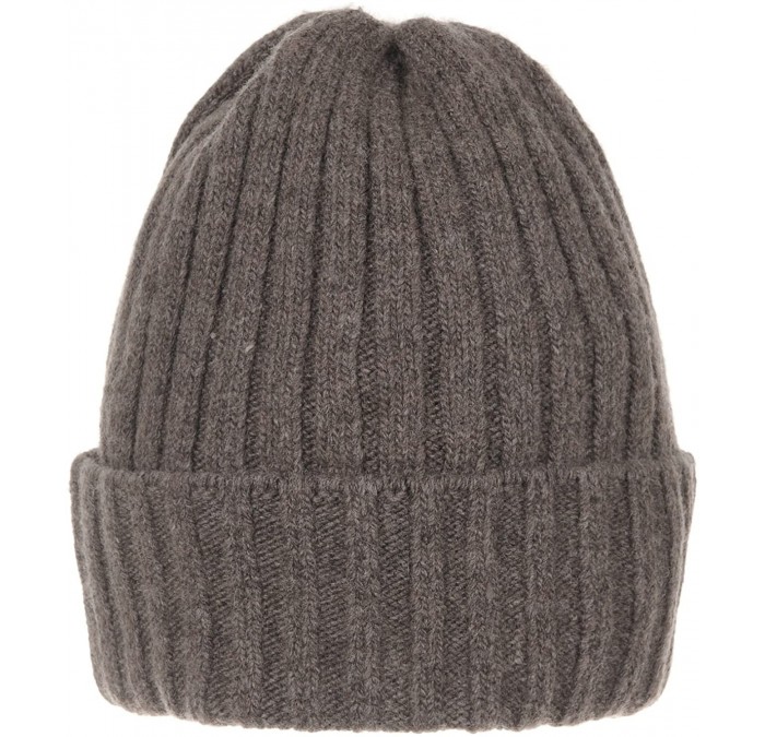 Skullies & Beanies Wool Ribbed Knitted Beanie Hat Slouchy Bobble Pom AC5476 - Brown - C712NBXH80M $22.22