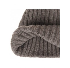 Skullies & Beanies Wool Ribbed Knitted Beanie Hat Slouchy Bobble Pom AC5476 - Brown - C712NBXH80M $22.22