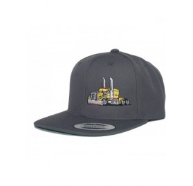 Baseball Caps Trucker Truck Hat Big Rig Cap Flat Bill Snapback - Grey/Yellow - CA18UK4XDS3 $50.05