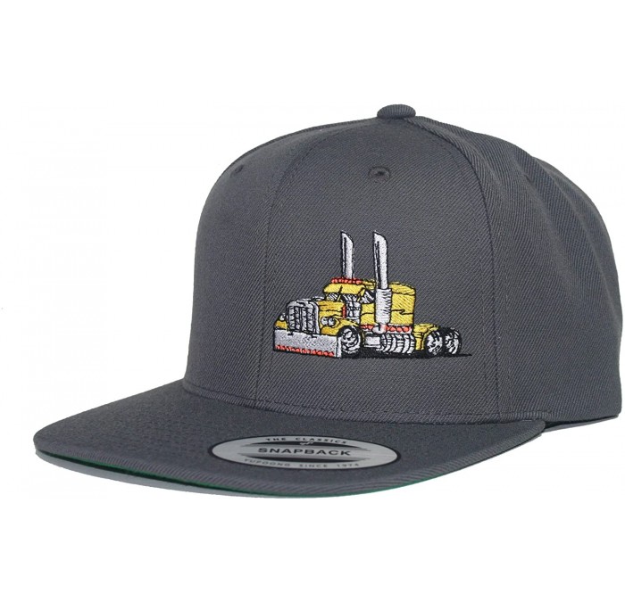 Baseball Caps Trucker Truck Hat Big Rig Cap Flat Bill Snapback - Grey/Yellow - CA18UK4XDS3 $26.02