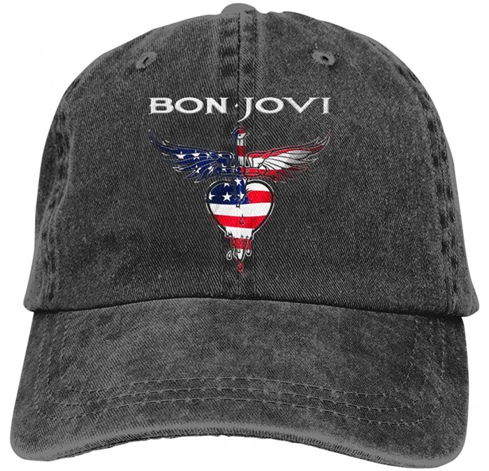 Baseball Caps Bon Jovi Denim Hat Fashion Can Adjust Denim Cap Baseball Cap Unisex - Black - CG18S2NTN5O $33.38
