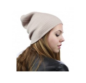 Skullies & Beanies Unisex Comfort & Warm Knitted Daily Beanie Hat - Beige - CY12HTOVMNZ $18.08