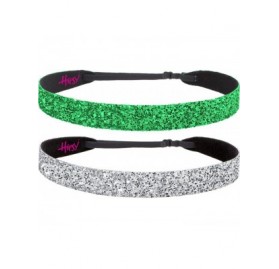 Headbands Women's Adjustable Non Slip Wide Bling Glitter Headband Silver Multi Pack - Silver & Emerald Green - CI11RV721UT $1...