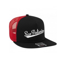 Baseball Caps San Antonio Script Baseball Font Snapback Trucker Hat - Black/Red - CP18CSE77R9 $12.84