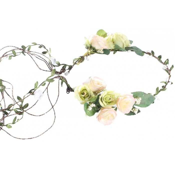Headbands Adjustable Flower Crown Festivals Headbands Garland Girls Hair Wreath - A1green - CR18O3KZ7DL $19.11
