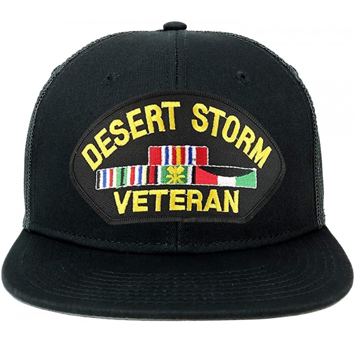 Baseball Caps Oversize XXL Desert Storm Veteran Large Patch Flatbill Mesh Snapback Cap - Black - CC18LSS9ZA2 $19.10