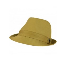 Fedoras Men's 100% Cotton Summer Cool Solid Blank Fedora Derby Trilby Hat - Khaki - CY11912Q8KL $11.05