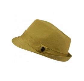 Fedoras Men's 100% Cotton Summer Cool Solid Blank Fedora Derby Trilby Hat - Khaki - CY11912Q8KL $11.05