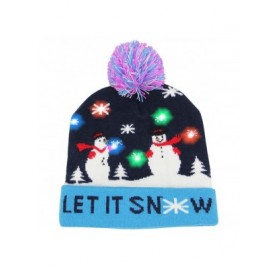 Skullies & Beanies Ugly Beanie- 6 Colorful LED Hat- Ugly Sweater Knit Cap- Acrylic - Blue Snowman - C218XTUMK6Y $10.42