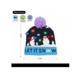 Skullies & Beanies Ugly Beanie- 6 Colorful LED Hat- Ugly Sweater Knit Cap- Acrylic - Blue Snowman - C218XTUMK6Y $10.42