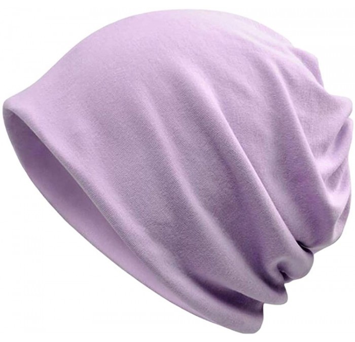 Skullies & Beanies Women's Baggy Slouchy Beanie Chemo Hat Cap Scarf - Solid-purple - C418L70YYGK $21.05