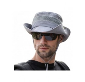 Sun Hats Men's Outdoor Waterproof Fishing Hat UPF 50+ Bucket Sun Hat Mesh Sun Block Cap - Gray - CU18S9R26HQ $10.16