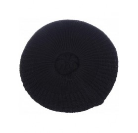 Berets Ladies Winter Solid Chic Slouchy Ribbed Crochet Knit Beret Beanie Hat W/WO Flower Adornment - CX18X9XL8AU $14.67