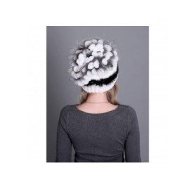 Skullies & Beanies Women Real Fur Warm Skullies Beanie- Rex Rabbit Fur Hat Winter Knit Hats with Fox Fur - Color 6 - CW18AGHO...
